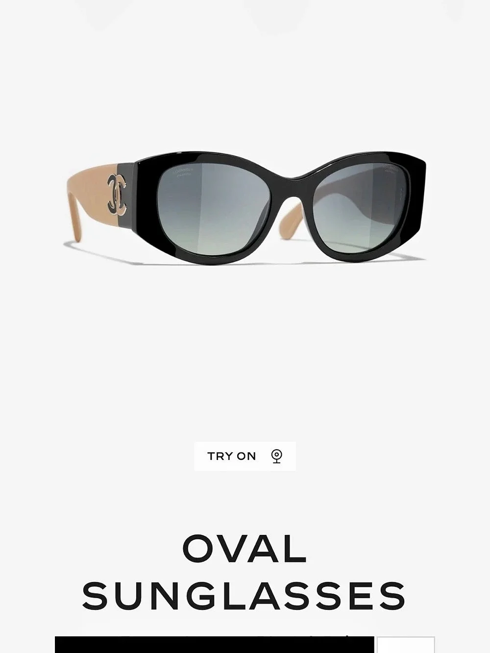 Chanel Oval Sunglasses 5524-A Black & Brown Like New